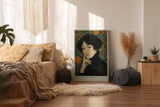 Paul Sinus Wandbild in 40x60cm The Orange Muse – Elegantes Porträt im Jugendstil mit warmen Orangetönen und kunstvollen floralen Details