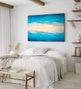 Paul Sinus Wandbild 120x80cm Strand aus der Vogelperspektive Luftaufnahme Blau