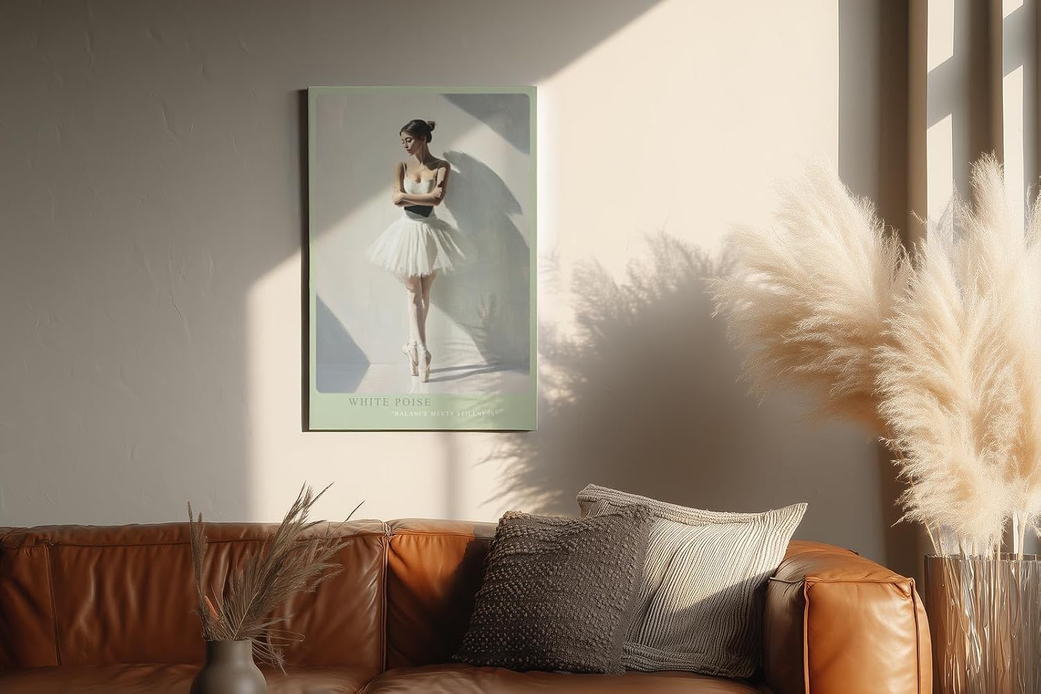 Paul Sinus Wandbild in 40x60cm White Poise Balance Meets Stillness in moderner Ballett-Ästhetik für stilvolle Raumgestaltung