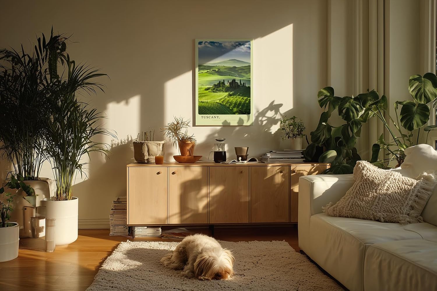 Paul Sinus Kunstdruck 40x60cm Tuscany Italien grüne Hügellandschaft mit Zypressen bei klarer Morgensonne
