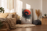 Paul Sinus Wandbild in 40x60cm Bloom of Contrast in Rot und Schwarz – Abstrakte Blüte mit intensiver Farbdynamik und künstlerischem Ausdruck