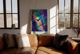 Paul Sinus Wandbild in 40x60cm Mystischer Rabe im farbintensiven Wald – surreales Kunstwerk mit leuchtenden Regenbogenfarben