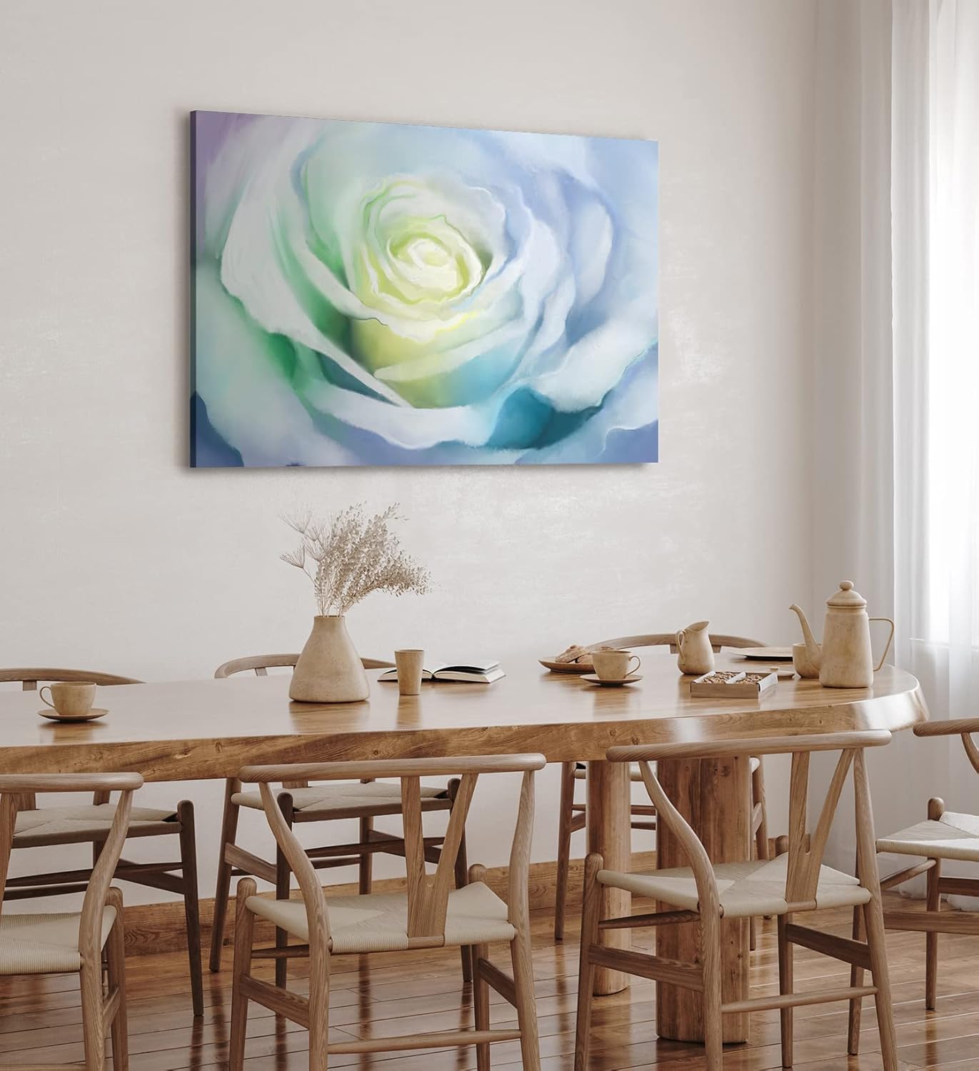 Paul Sinus Wandbild 120x80cm Weiße Rose Blüte Kunstvoll Abstrakt Dekorativ