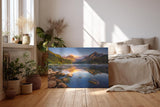 Sinus Art Wandbild 120x80cm Faszinierende Berglandschaft mit ruhigem See und perfekter Spiegelung für harmonische Raumwirkung