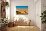 Sinus Art Wandbild 120x80cm Großartiges Bergmotiv mit schimmernden Gipfeln und weiten Ebenen im Lichtspiel
