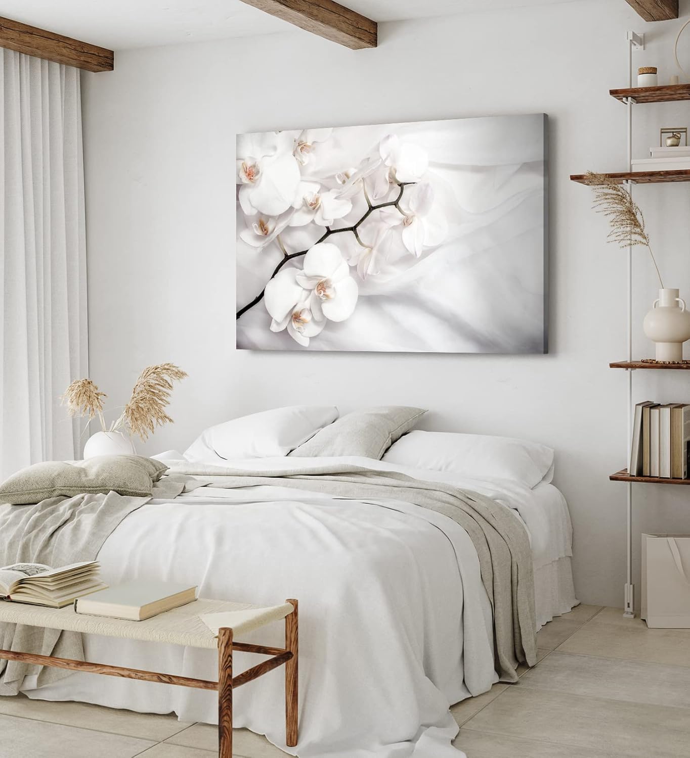 Paul Sinus Wandbild 120x80cm Weiß Orchidee Blumen Blüten Hell Fotokunst