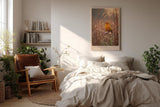 Paul Sinus Wandbild in 40x60cm Oranger Singvogel im Morgentau mit goldener Lichtstimmung