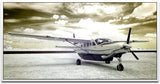Vintage Flugzeug ca. 130x70cm Wandbild inklusive Schattenfugenrahmen weiss - Panorama Leinwand Bild XXL Format Wandbilder Wohnzimmer Wohnung Deko Kunstdrucke