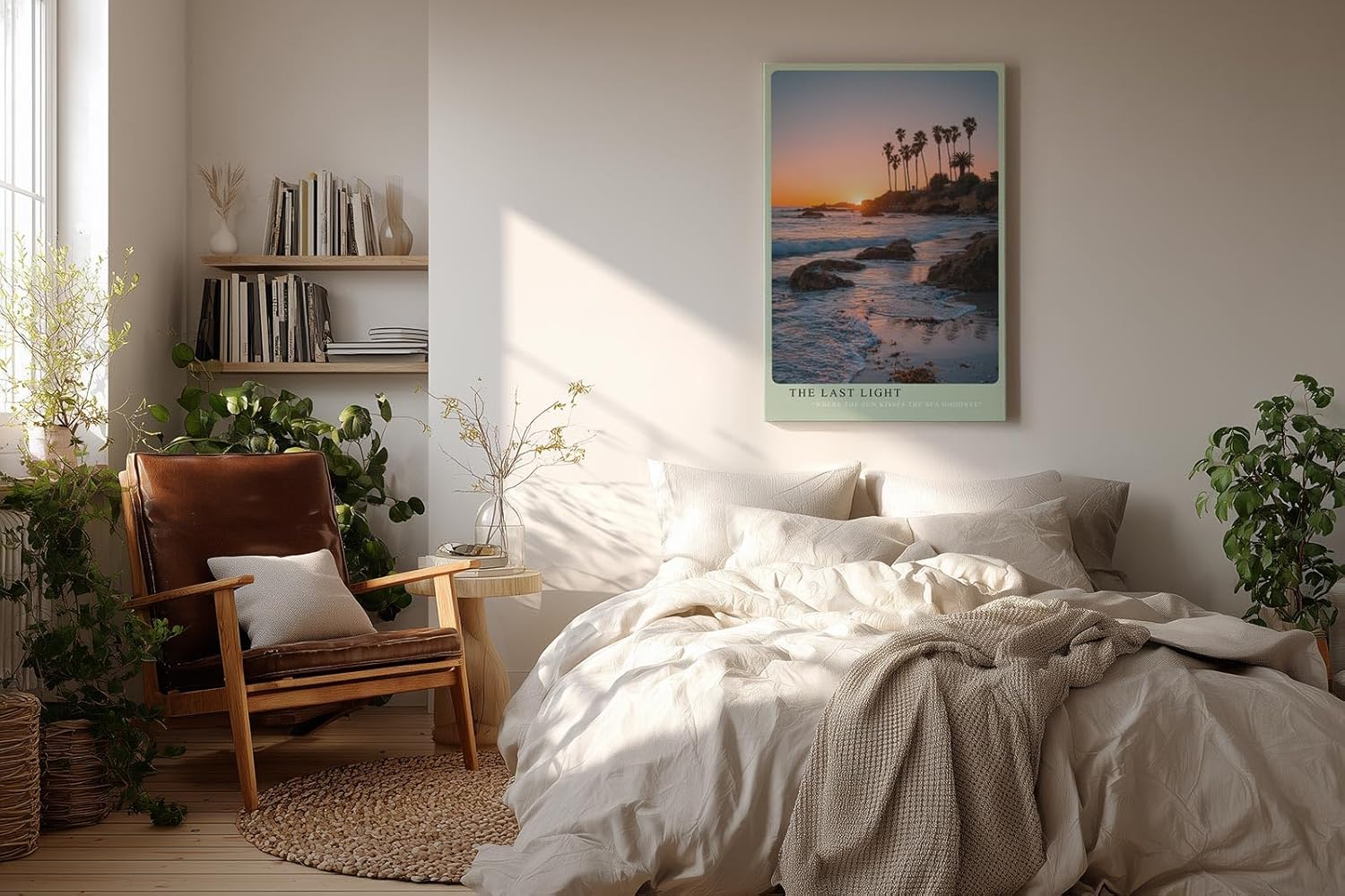 Paul Sinus Wandbild in 40x60cm The Last Light mit malerischem Sonnenuntergang und Palmenküste für stimmungsvolle Wandgestaltung