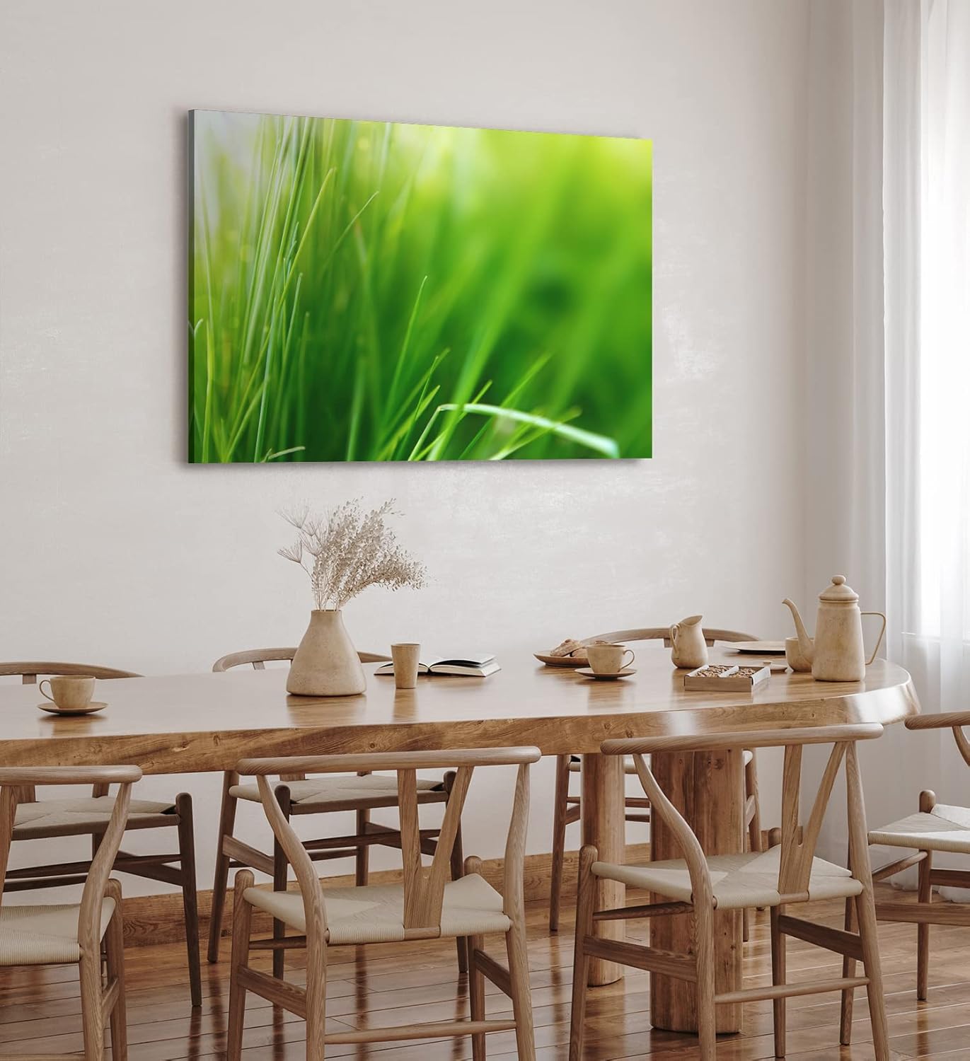 Paul Sinus Wandbild 120x80cm Gras Grashalme Grün Natur Nahaufnahme Wiese