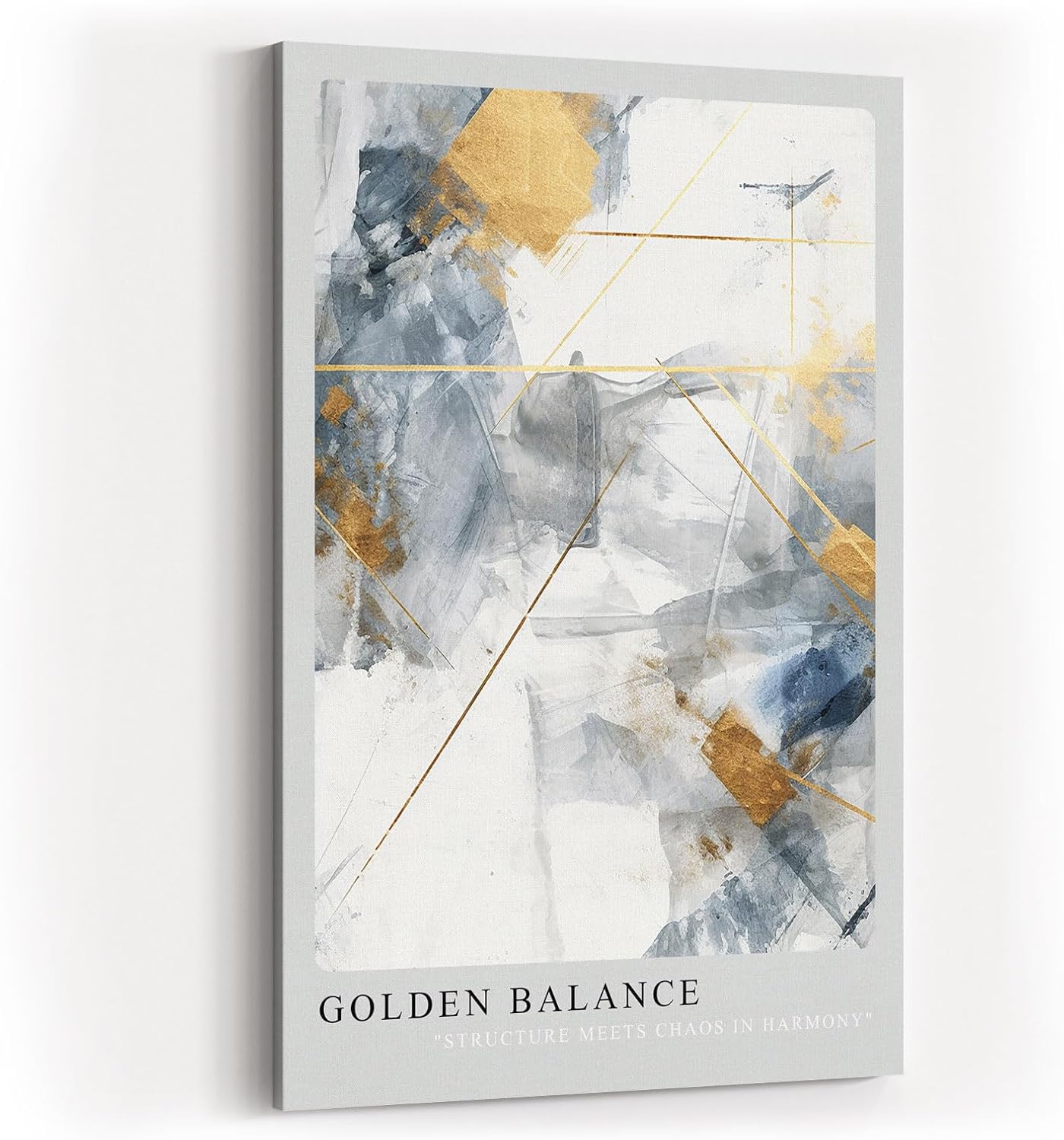 Paul Sinus Kunstdruck 40x60cm Golden Balance – Abstraktes Kunstwerk in Gold, Grau und Weiß als harmonische Komposition