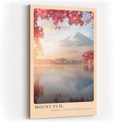 Paul Sinus Kunstdruck 40x60cm Mount Fuji Japan mit Kirschblütenrahmung und Spiegelung im See