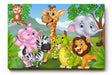 Sinus Art Wandbild 120x80cm Fröhliche Tiergruppe in cartoonhafter Darstellung – ideal für Kinderzimmer