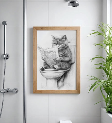 Paul Sinus Poster/Leinwandbild/Rahmenoption Lustiges Katzenbild – Witzige Klo-Deko fürs Badezimmer – Perfekt fürs Gäste-WC