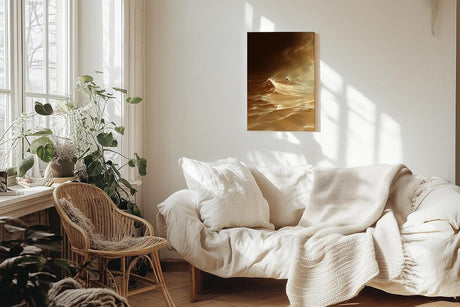 Paul Sinus 60x90cm Wandbild, Atemberaubende Energie in Fokuswellen – Naturgewalt in goldbrauner Ästhetik