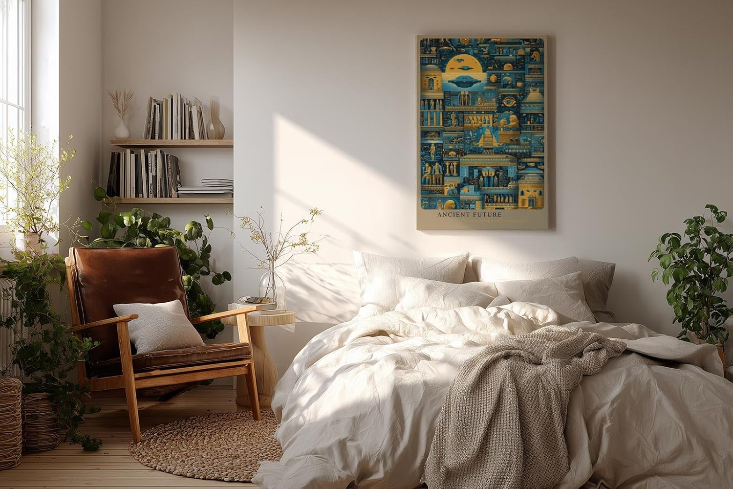 Paul Sinus Wandbild in 40x60cm Ancient Future – Futuristische UFOund Maschinenszenen im Stil altägyptischer Wandmalereien