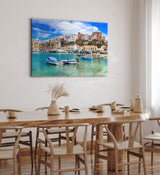 Paul Sinus Wandbild 120x80cm Italienisches Küstendorf Häuser Hafen Boote Mittelmeer