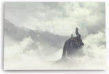 Paul Sinus Wandbild 120x80cm Ein Mann auf Berggipfel Berge Wolken Felsen Nebel