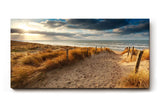 Sinus Art Wandbild 120x80cm Sandweg durch Dünen in goldener Abendstimmung für entspannte Raumwirkung