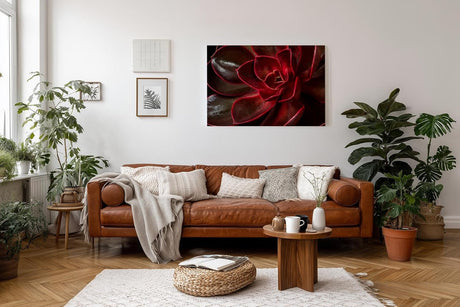 Sinus Art Wandbild 120x80cm Tiefe Rottöne mit natürlichem Glanz und faszinierender Formgebung der Blätter