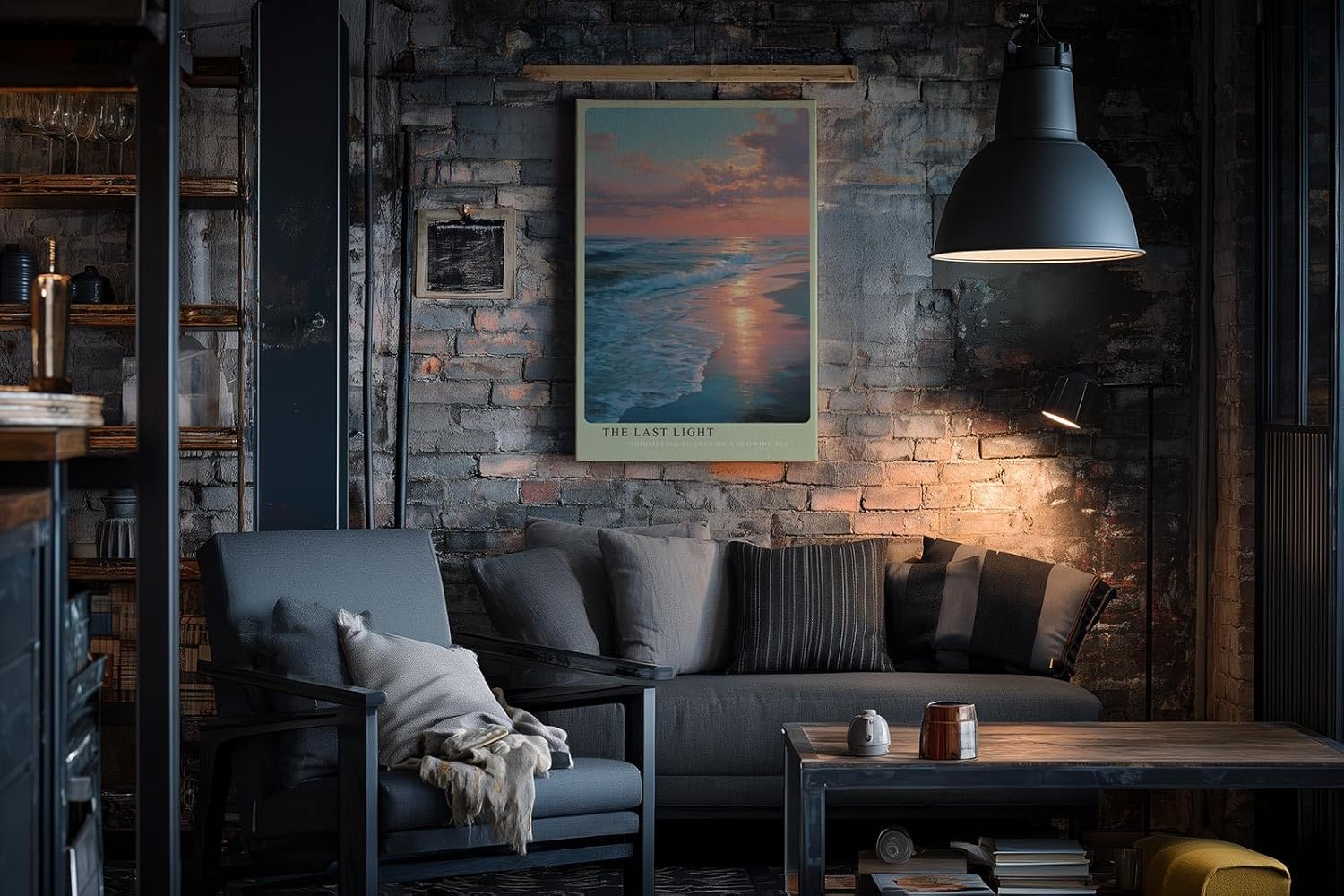 Paul Sinus Wandbild in 40x60cm Letztes Licht am Meer mit leuchtendem Sonnenuntergang und sanftem Wellenspiel