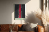Paul Sinus Wandbild in 40x60cm The Red Scar – Abstraktes Kunstwerk mit intensivem rotem Streifen auf dunklem Grund