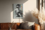 Paul Sinus Wandbild in 40x60cm The Vinyl Code – monochromes Retro-Porträt mit farbigem Glitch-Effekt für moderne Wohnräume