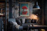 Paul Sinus Wandbild in 40x60cm The Red Silence – leuchtend roter Baum im Wasser mit Spiegelung, moderne Naturfotokunst