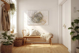 Sinus Art Wandbild 120x80cm Komplexe abstrakte Linienführung in hellem Beige, Grau und dezentem Goldton