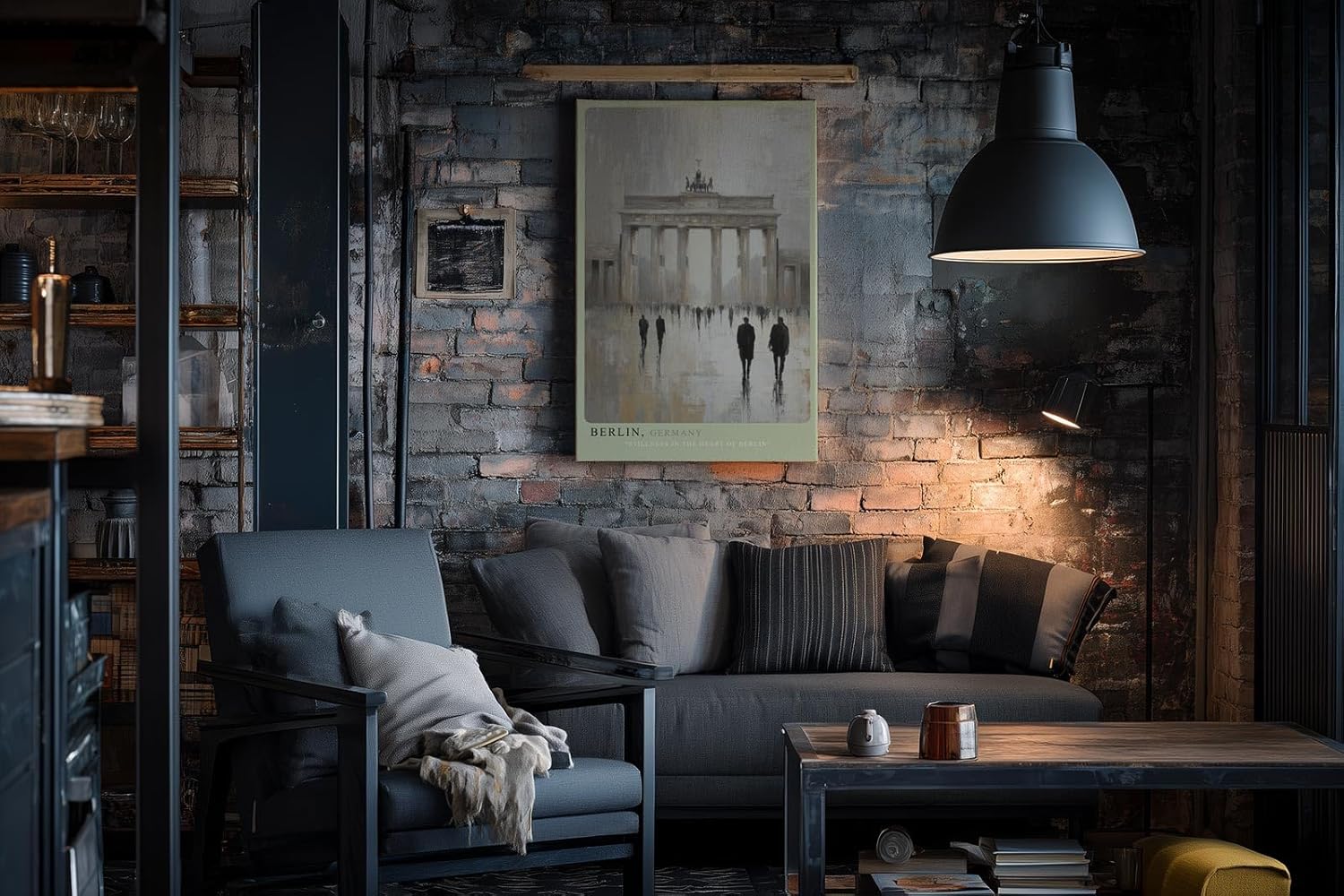 Paul Sinus Wandbild in 40x60cm Berlin Germany Brandenburger Tor in impressionistischem Stil mit Figuren in regennasser Straße