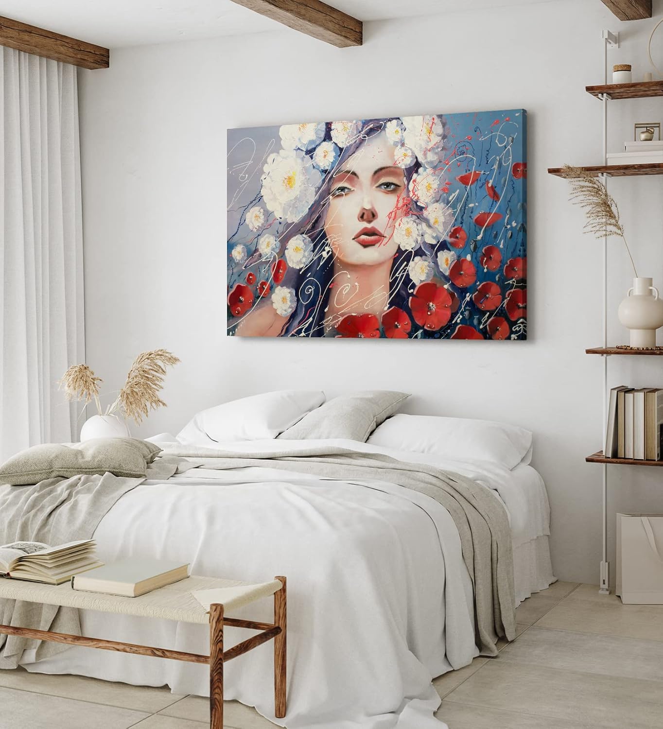 Paul Sinus Wandbild 120x80cm Junge Frau Porträt Kunstvoll Feminin Schönheit Blumen