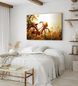 Paul Sinus Wandbild 120x80cm Vintage Fahrrand im Feld Sommer Sonnenuntergang Weizenfeld