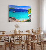 Paul Sinus Wandbild 120x80cm Karibik Insel Südseeparadies Segelboot Meer Türkis