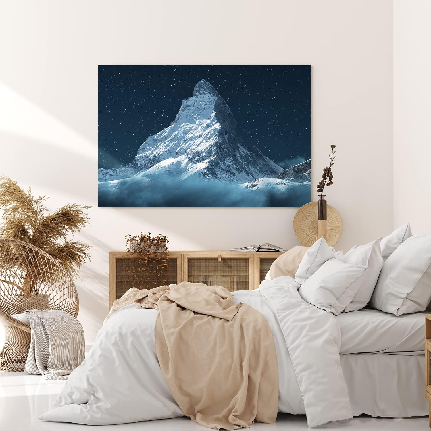 Paul Sinus Wandbild 120x80cm Matterhorn bei Nacht Berggipfel Sternenhimmel Sterne