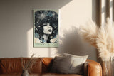 Paul Sinus Wandbild in 40x60cm Cosmic Afro stilvolles Porträt einer Frau mit Afro voller Sterne und kosmischen Elementen