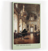 Paul Sinus Wandbild in 40x60cm The Grand Room Historischer Konzertsaal mit Flügel, Kronleuchtern und eleganter Architektur in Öloptik