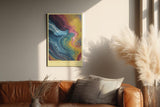 Paul Sinus Wandbild in 40x60cm The Color Cascade – Abstrakte Farbkaskade in Blau-, Gelb-, Pinkund Rottönen
