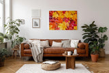 Sinus Art Wandbild 120x80cm Vielfältige Ahornblätter in leuchtenden Gelb- und Rottönen in Nahaufnahme