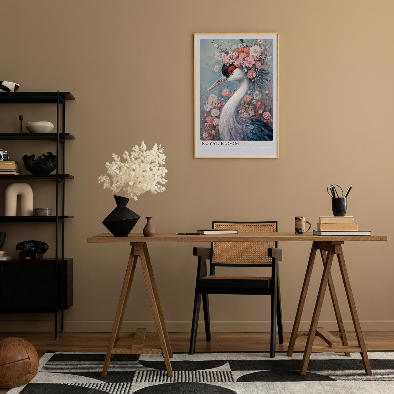 Paul Sinus Leinwandbild 40x60cm Blühender Kranich majestätisch elegant harmonisch kunstvolle Wandkunst surreal faszinierend sanfte Farben detailreich