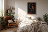 Paul Sinus Wandbild in 40x60cm The Moon Dress Elegante Frau in goldenem Kleid vor Mondsichel auf schwarzem Hintergrund