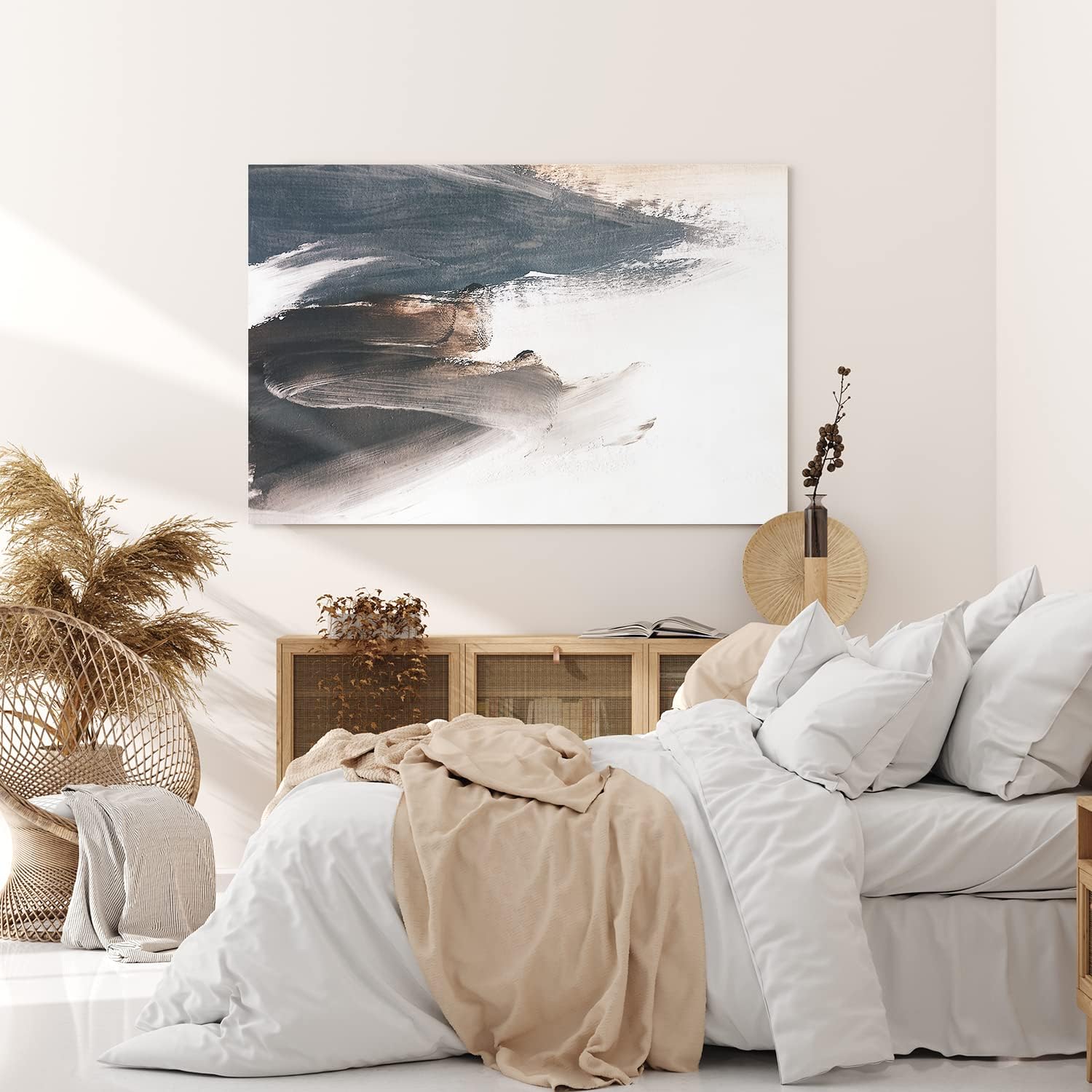 Paul Sinus Wandbild 120x80cm Kunstvolle Pinselstriche Grau Schwarz Abstrakt