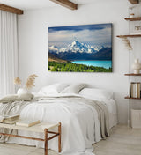 Paul Sinus Wandbild 120x80cm Berg Bergsee Alaska Natur Schneegipfel Wald See