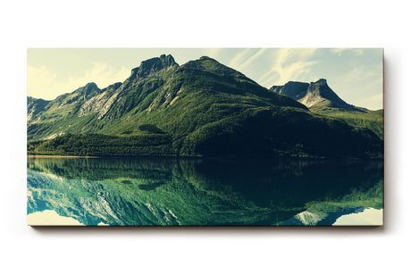 Sinus Art Wandbild 120x80cm Faszinierende Bergspiegelung mit beeindruckender Symmetrie für harmonisches Raumgefühl