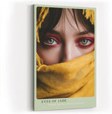 Paul Sinus Wandbild in 40x60cm Eyes of Jade – Intensiver Blick mit grünen Augen und gelbem Tuch