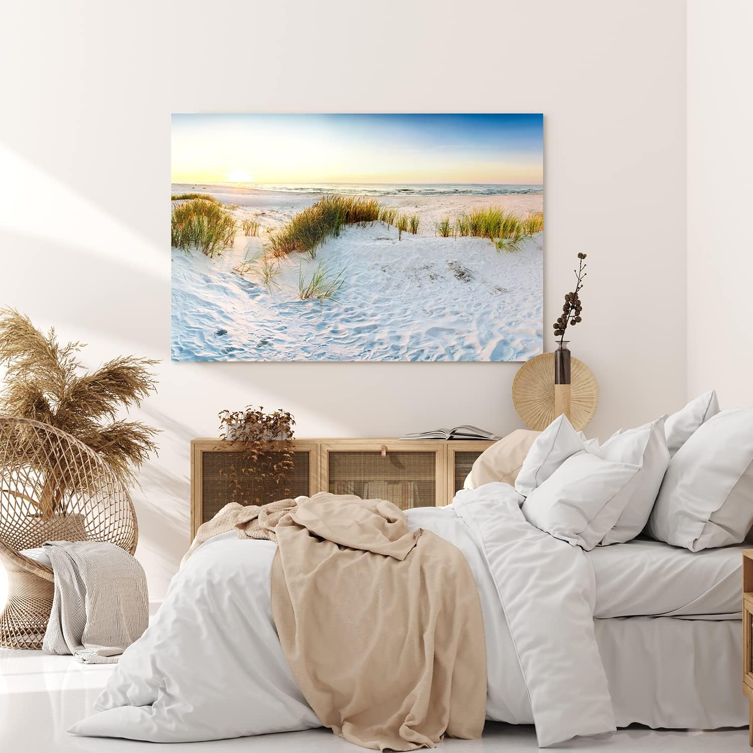 Paul Sinus Wandbild 120x80cm Ostsee Strand Sand Meer Sonnenuntergang Horizont