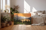 Sinus Art Wandbild 120x80cm Malerische Berglandschaft mit Sonnenuntergang und reflektierendem See