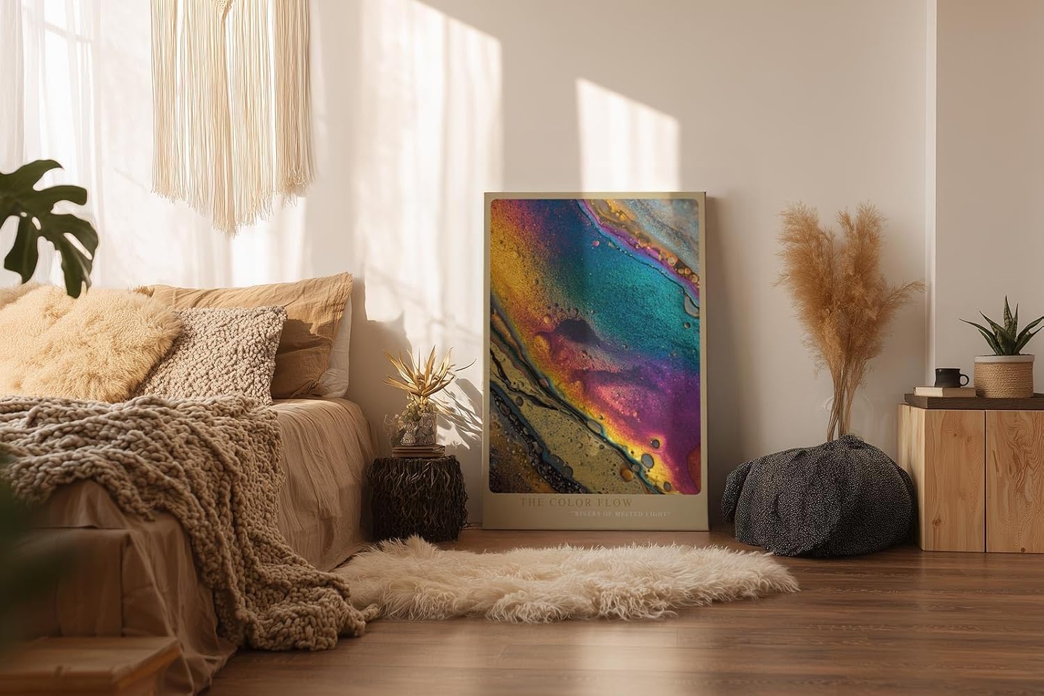 Paul Sinus Wandbild in 40x60cm The Color Flow – abstraktes Farbmotiv in leuchtenden Metallic-Tönen für moderne Raumgestaltung