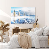 Paul Sinus Wandbild 120x80cm Gefrorener See Eis Schnee Winterlandschaft Tannenwald