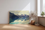 Sinus Art Wandbild 120x80cm Ruhiger Bergsee mit klarer Spiegelung und weiter Gebirgskulisse – beruhigend und inspirierend