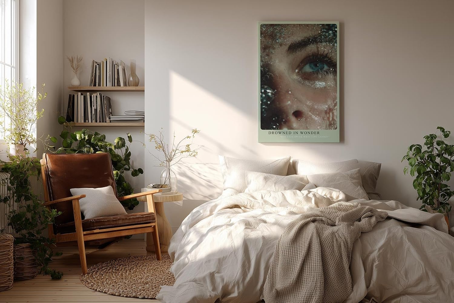 Paul Sinus Wandbild in 40x60cm Drowned in Wonder – emotionales Fotoporträt eines Auges unter Wasser für ausdrucksstarke Raumgestaltung